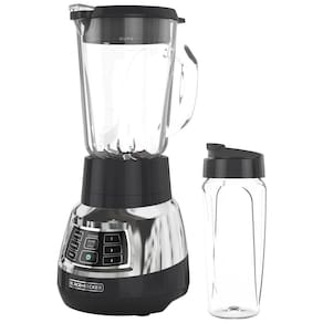 Liquidificador 710mL com Jarra de Vidro, Lâmina Serrilhada e Silencioso, 110V 900W, BLACK+DECKER, Prata