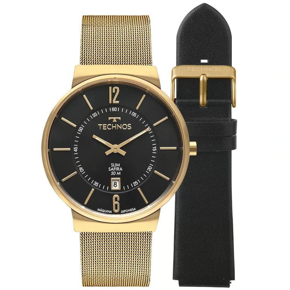 Relógio Technos Masculino Slim Dourado Gm17Ac/T1P