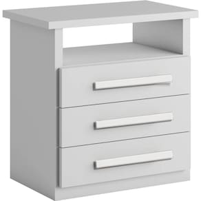 Mesa de Cabeceira 3 gavetas telescópicas - Malibu-Branco - Bianchi Móveis