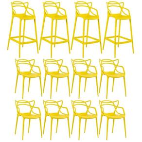 8 Cadeiras + 4 Banquetas Altas Masters Allegra Amarelo