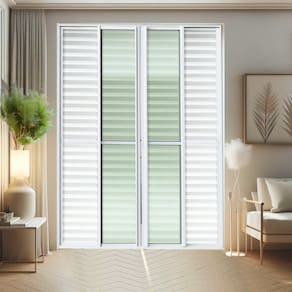 Porta de Correr Venez. 6 Folhas Moveis 210 X 240 Elite com Fecho Automático Vidro Liso Branco
