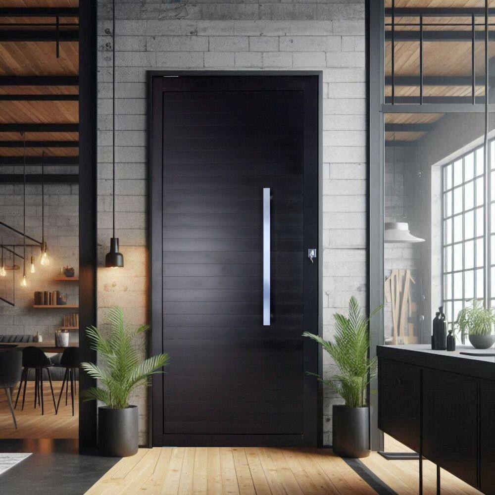 Porta Lambri Pivotante de Aluminio 227x115cm com Puxador Reto Preto