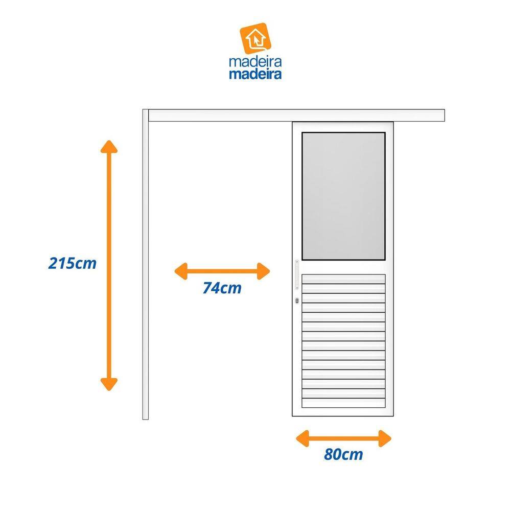 Porta de Correr Veneziana de Aluminio 215x80cm com Vidro | Casas Bahia