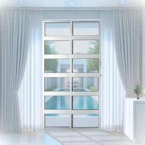 Porta de Correr de Aluminio 210x120cm 2 Folhas Moveis e 1 Folha Fixa Branco