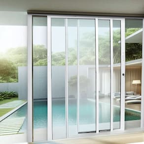 Porta de Correr de Aluminio 210x200cm 2 Folhas Moveis e 1 Folha Fixa Branco