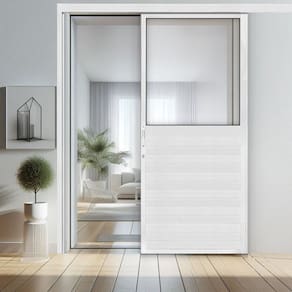 Porta de Correr Lambri de Aluminio 215x100cm com Vidro Mini Borel Branco