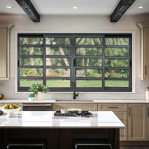Janela Elite com Travessas 4 Folhas Moveis 120 X 240 Vidro Liso Preto