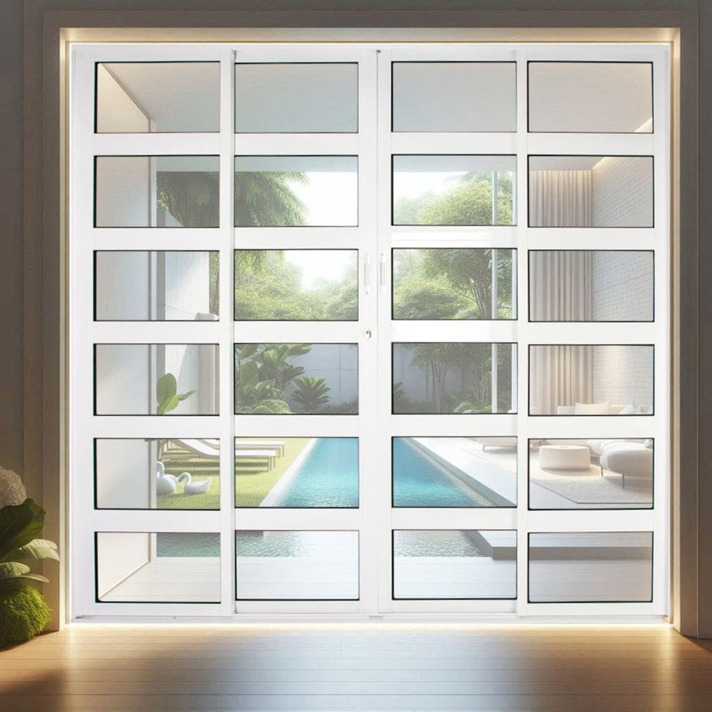 Porta de Correr de Aluminio 210x200cm 2 Folhas Moveis e 2 Folhas Fixas Branco