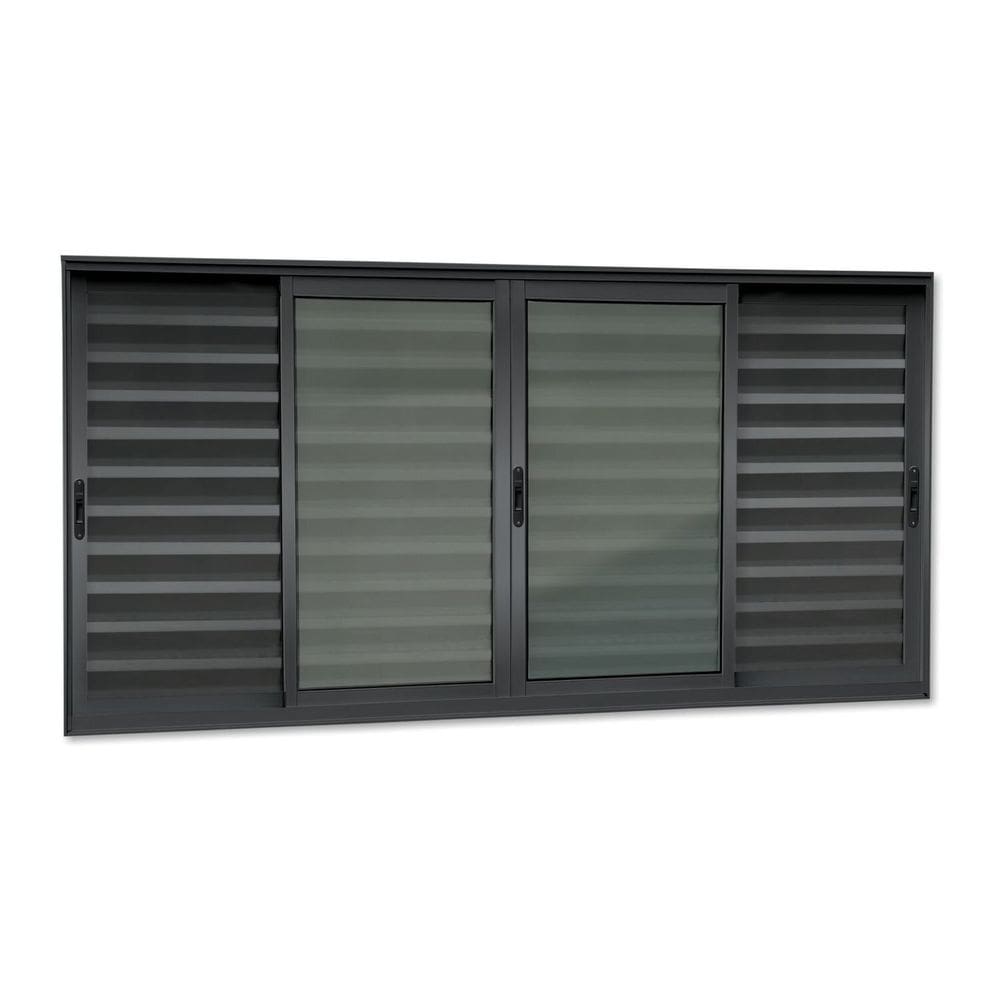 Veneziana Elite 6 Folhas Moveis 120 X 200 Vidro Liso Preto