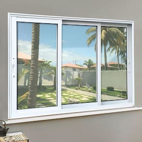 Janela Elite 3 Folhas Moveis Sequenciais 120 X 150 Vidro Liso Branco