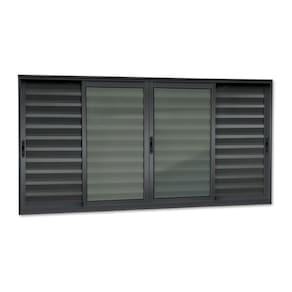Veneziana Elite 6 Folhas Moveis 120 X 150 Vidro Liso Preto