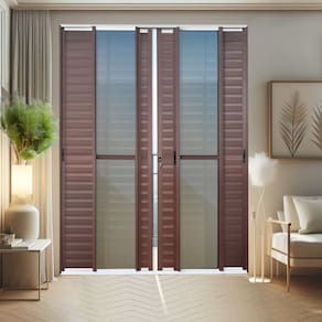 Porta de Correr Venez. 6 Folhas Moveis 210 X 240 Elite com Fechadura Tetra Vidro Reflex Mix Corten