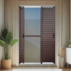 Porta de Correr Venez. 3 Folhas Moveis 210 X 150 Elite com Fechadura Tetra Vidro Reflex Mix Corten
