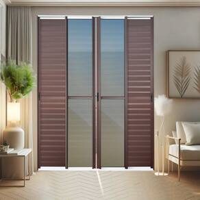 Porta de Correr Venez. 6 Folhas Moveis 210 X 240 Elite com Fecho Automático Vidro Reflex Mix Corten