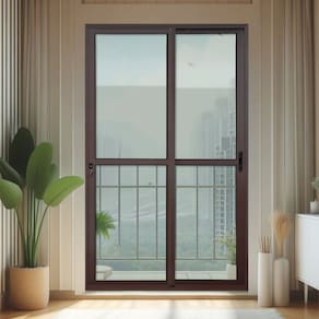 Porta de Correr 2 Folhas Moveis 210 X 200 Elite com Fechadura Tetra Vidro Liso Corten
