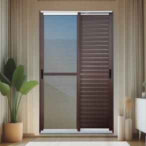 Porta de Correr Venez. 3 Folhas Moveis 210 X 200 Elite com Fecho Automático Vidro Reflex Mix Corten