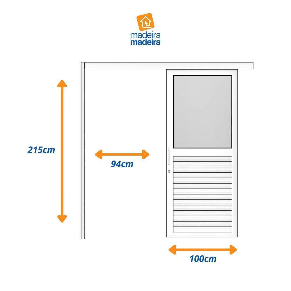 Porta de Correr Veneziana de Aluminio 215x100cm com Vidro | Casas