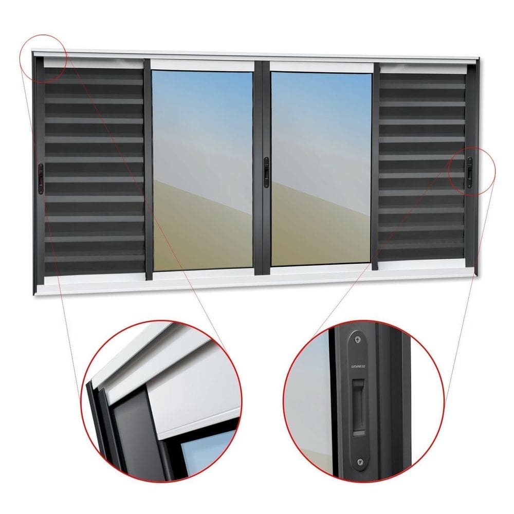 Veneziana Elite 6 Folhas Moveis 100 X 120 Vidro Reflex Mix Preto