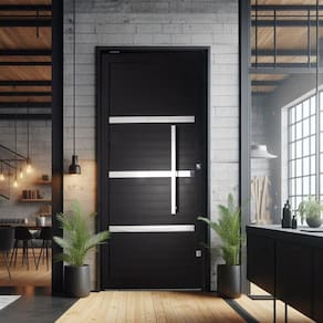 Porta Lambri Pivotante de Aluminio 228x115cm com Puxador Reto Preto