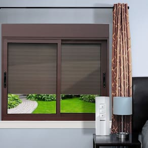 Janela Elite 2 Folhas Moveis com Persiana Integrada Correr com Motor e Controle Remoto 140 X 150 Vidro Liso Corten
