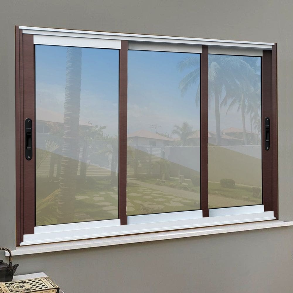 Janela Elite 3 Folhas Moveis Sequenciais 100 X 150 Vidro Reflex Mix Corten