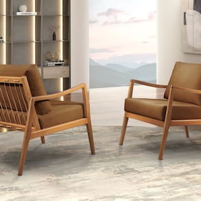 Poltrona Madeira Maciça Giulia Luxo Caramelo