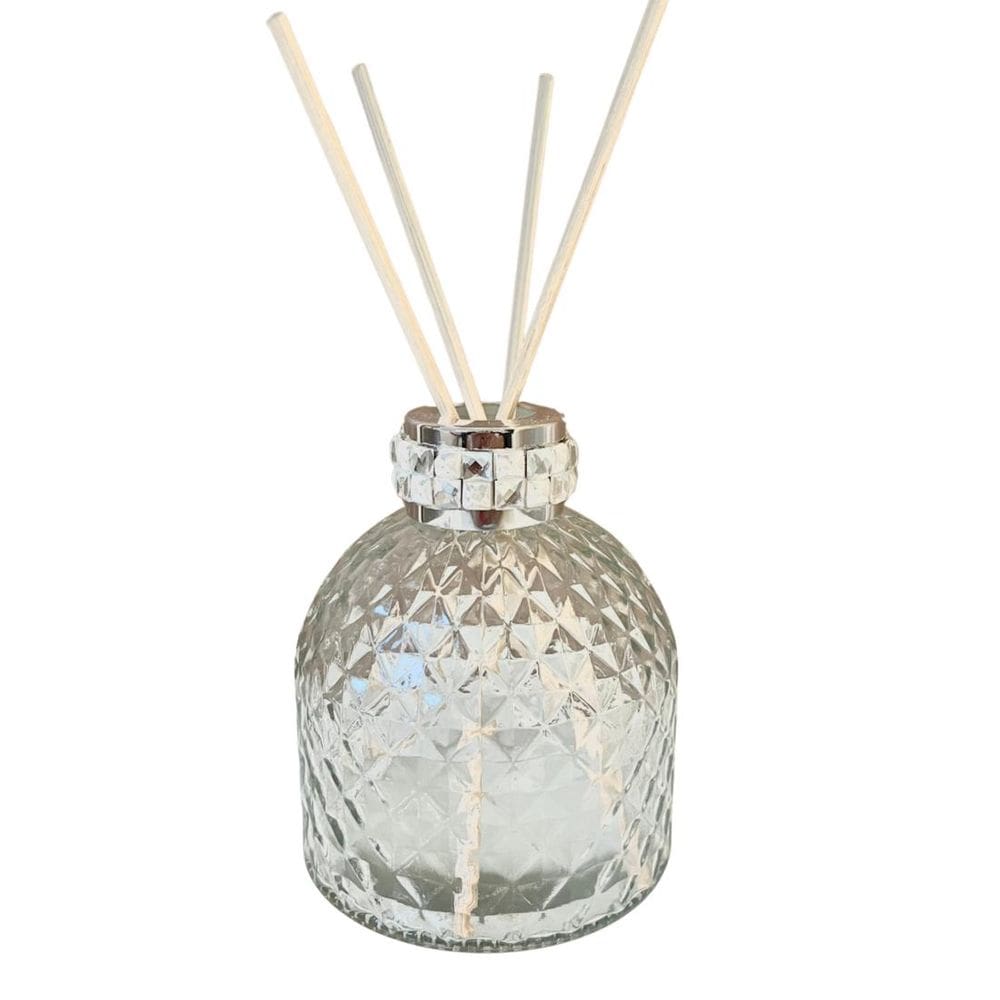Difusor decorativo branco de vidro com detalhe pedrarias