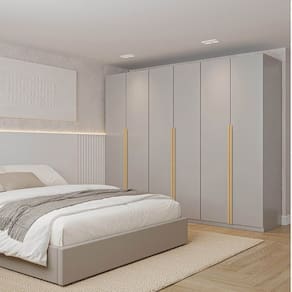 Guarda-roupa Modulado 3 Peças 6 Portas Jade Cabecasa Madeiramadeira Cinza Urbano