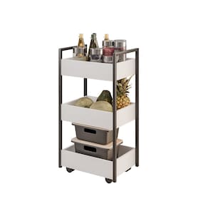 Carrinho Gourmet Auxiliar para Cozinha 3 Prateleiras Zane Branco/Preto M12 - D`Rossi