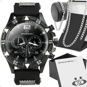 Relogio Masculino Aço Inox + Cordão Prata Grumet + Pulseira