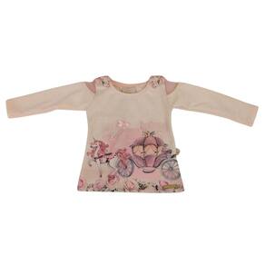 Blusa manga longa infantil fem com brilho Kikixodó rosa