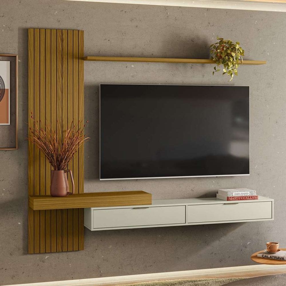 painel para tv até 65 polegadas italy 2 pt cedro e off white