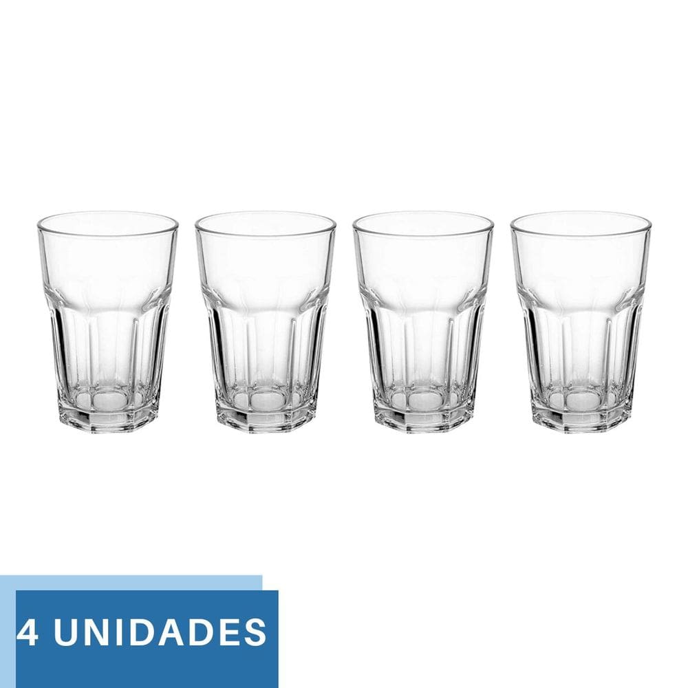 Copo de vidro 350ml Drinks Vitamina Transparentes kit 4Un
