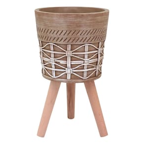 CACHEPÔ RESINA 52x31x31cm BEGE VASO DECORATIVO PLANTA