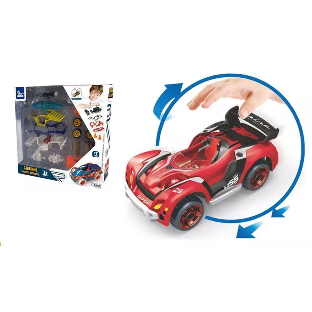 Carrinho Monta E Desmonta Blocos Vermelho 17 Peças - Fenix