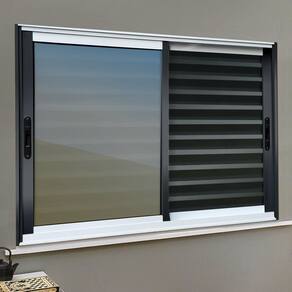 Veneziana Elite 3 Folhas Moveis 120 X 120 Vidro Reflex Mix Preto