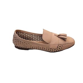 Mocassim Feminino Tradicional Nude em Couro