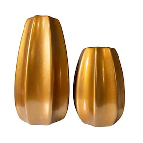 Dupla vaso centro de mesa em alto relevo dourado decor