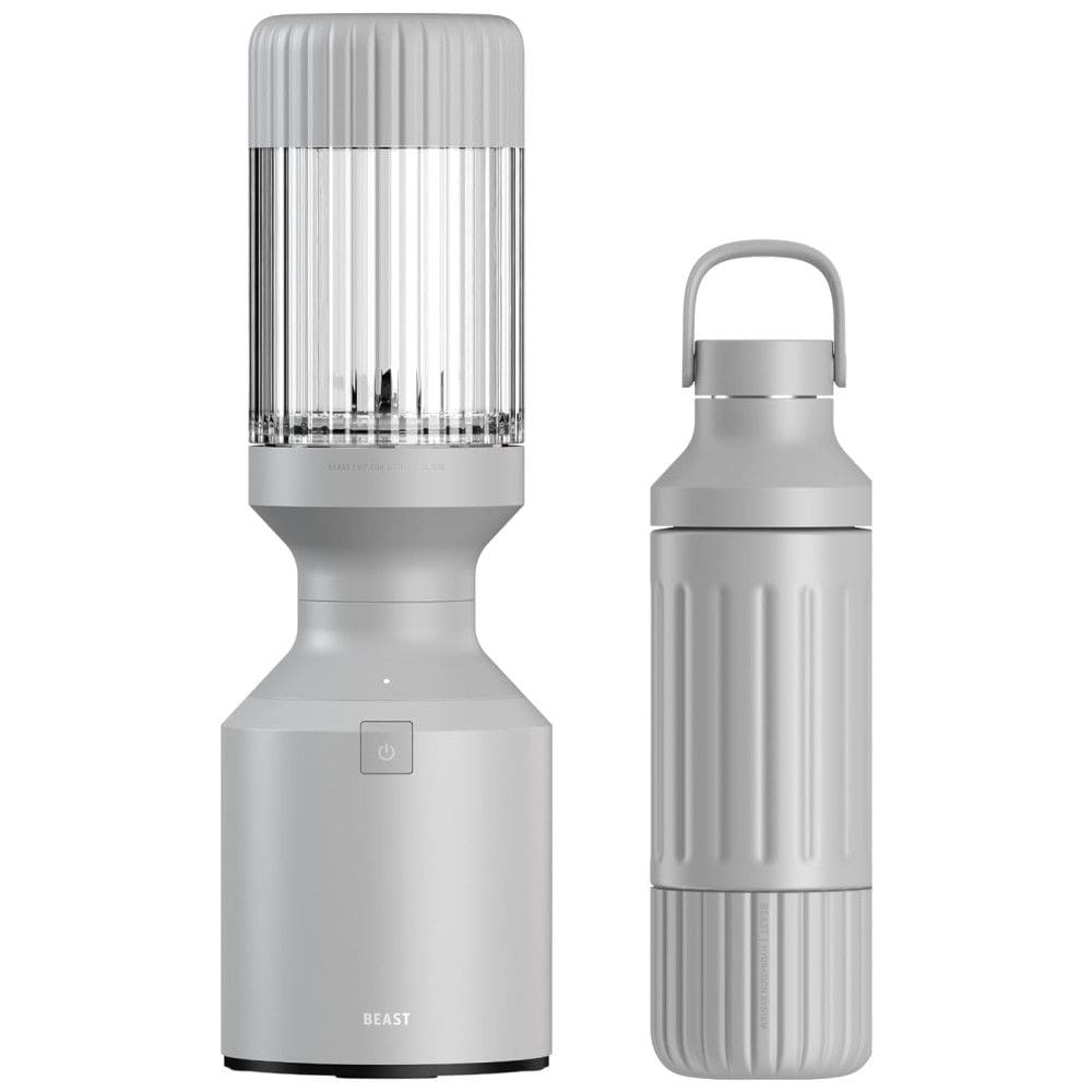 Liquidificador para Vitaminas 1L com Garrafa de Aço Inoxidável e Canudos, 110V 1000W, BEAST, Cinza
