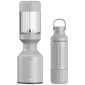 Liquidificador para Vitaminas 1L com Garrafa de Aço Inoxidável e Canudos, 110V 1000W, BEAST, Cinza