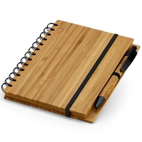 Caderneta Em Bambu 13,5X18Cm 70 Fls Pautadas E Caneta Topget