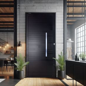 Porta Lambri Pivotante de Aluminio 227x115cm com Puxador Reto Preto