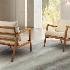 Poltrona Decorativa Madeira Maciça Bia Luxo Bege Claro