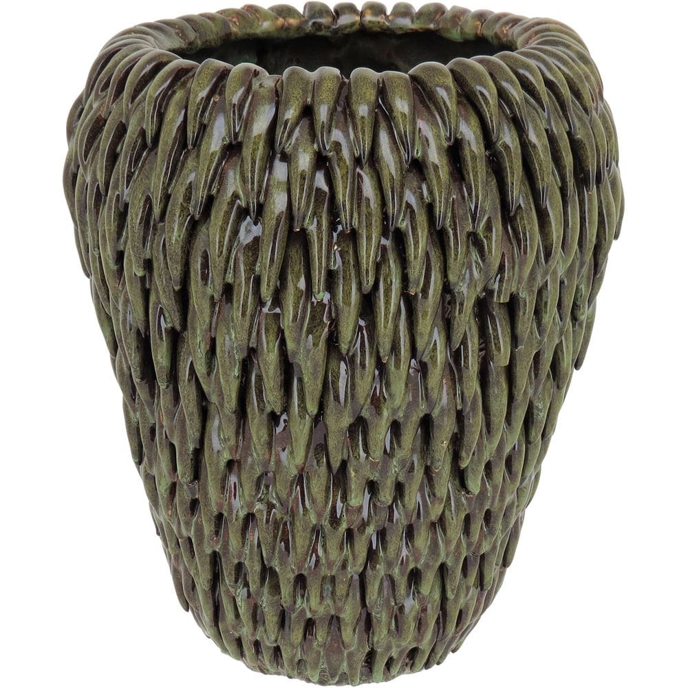 Vaso Decorativo Enfeite Casa Cerâmica 28x24x24cm Verde