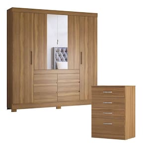 Cômoda Astral e Guarda Roupa Casal Cádis Amêndola Touch - Demóbile