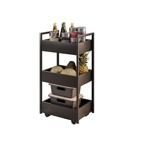 Carrinho Gourmet Auxiliar para Cozinha 3 Prateleiras Zane Preto/Preto M12 - D`Rossi