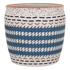 CACHEPÔ CERÂMICA 14x13x13cm AZUL VASO DECORATIVO PLANTA