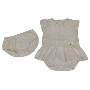 Vestido body renda+calcinha Batizado bebe Noruega Off White