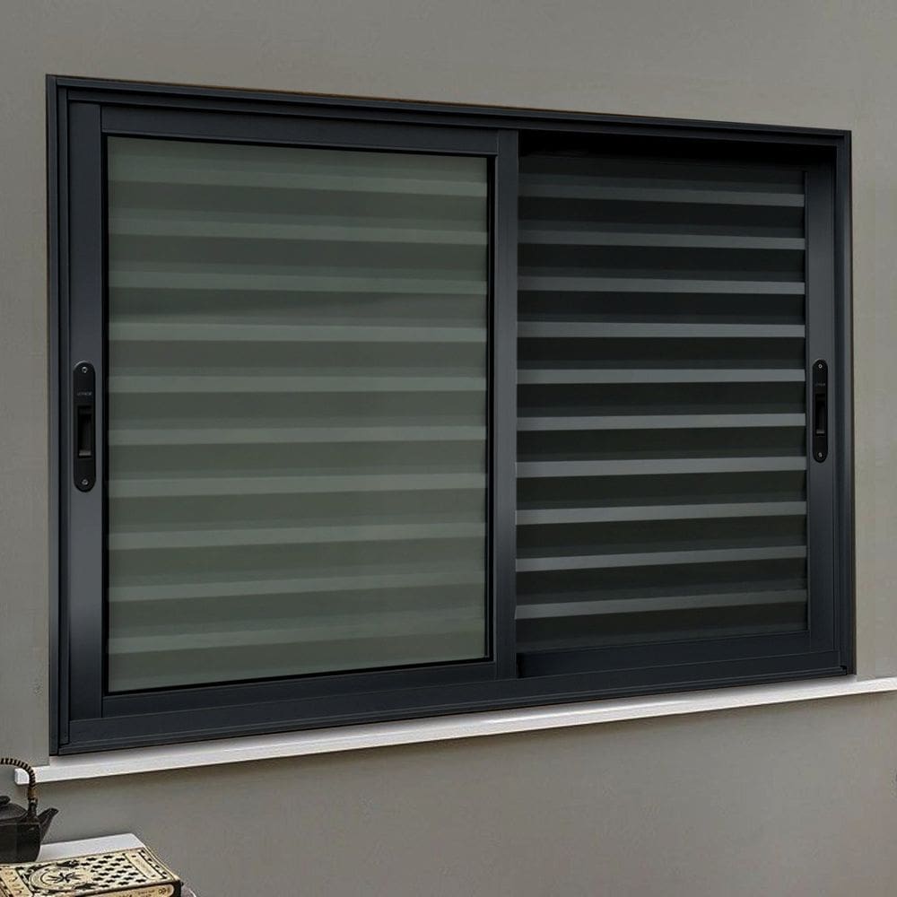 Veneziana Elite 3 Folhas Moveis 120 X 200 Vidro Liso Preto