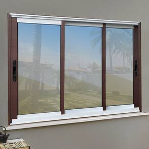 Janela Elite 3 Folhas Moveis Sequenciais 100 X 200 Vidro Reflex Mix Corten